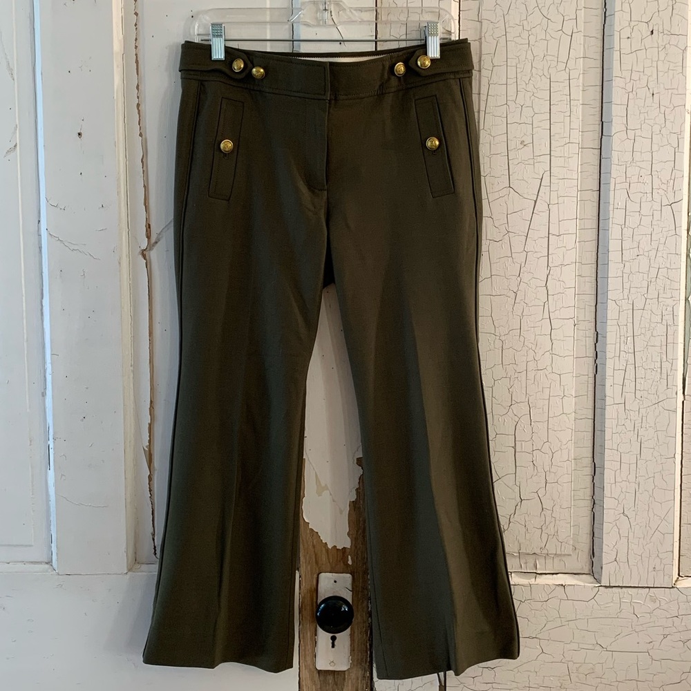 J Crew forest green cropped pants Size 6